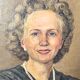 Oil portrait on canvas of an elegant vintage woman 50s