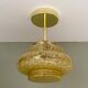 Suspension / Plafonnier globe vintage art déco en verre de Clichy jaune