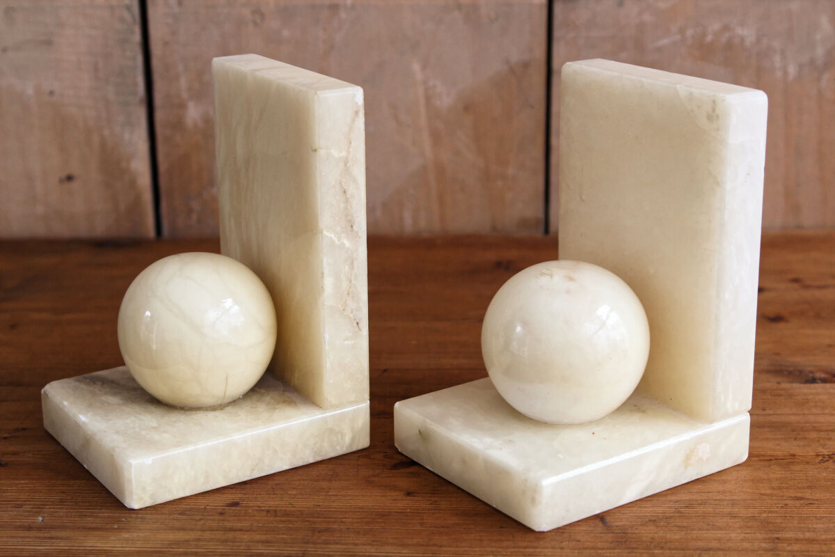 Pair of marble art deco book ends