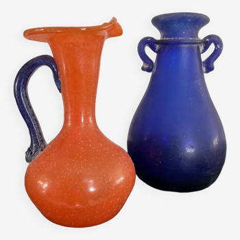 Duo of “Scavo” vases in Murano glass from the 1960s