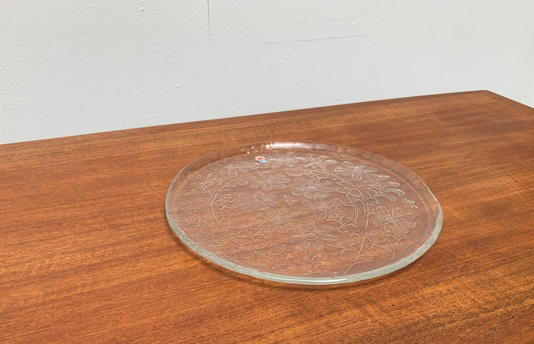 Large Finnish glass plate from the mid-century by Humppila.