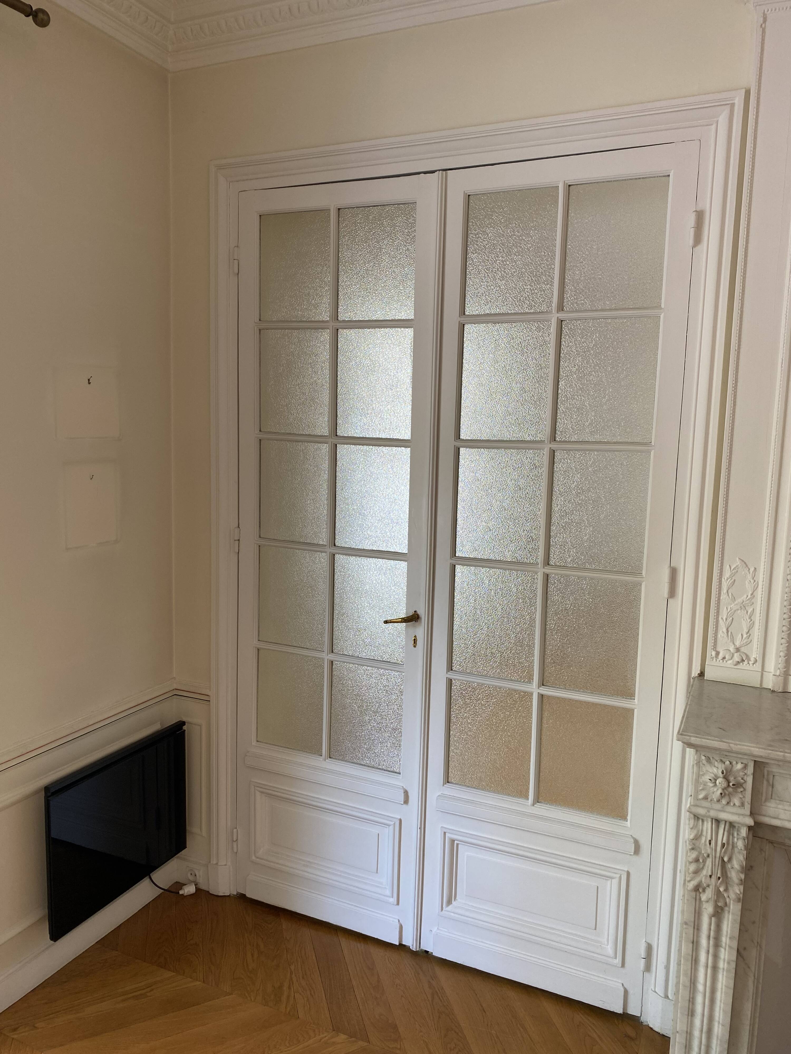 Double Haussmannian wooden door with cathedral glass - 245 cm