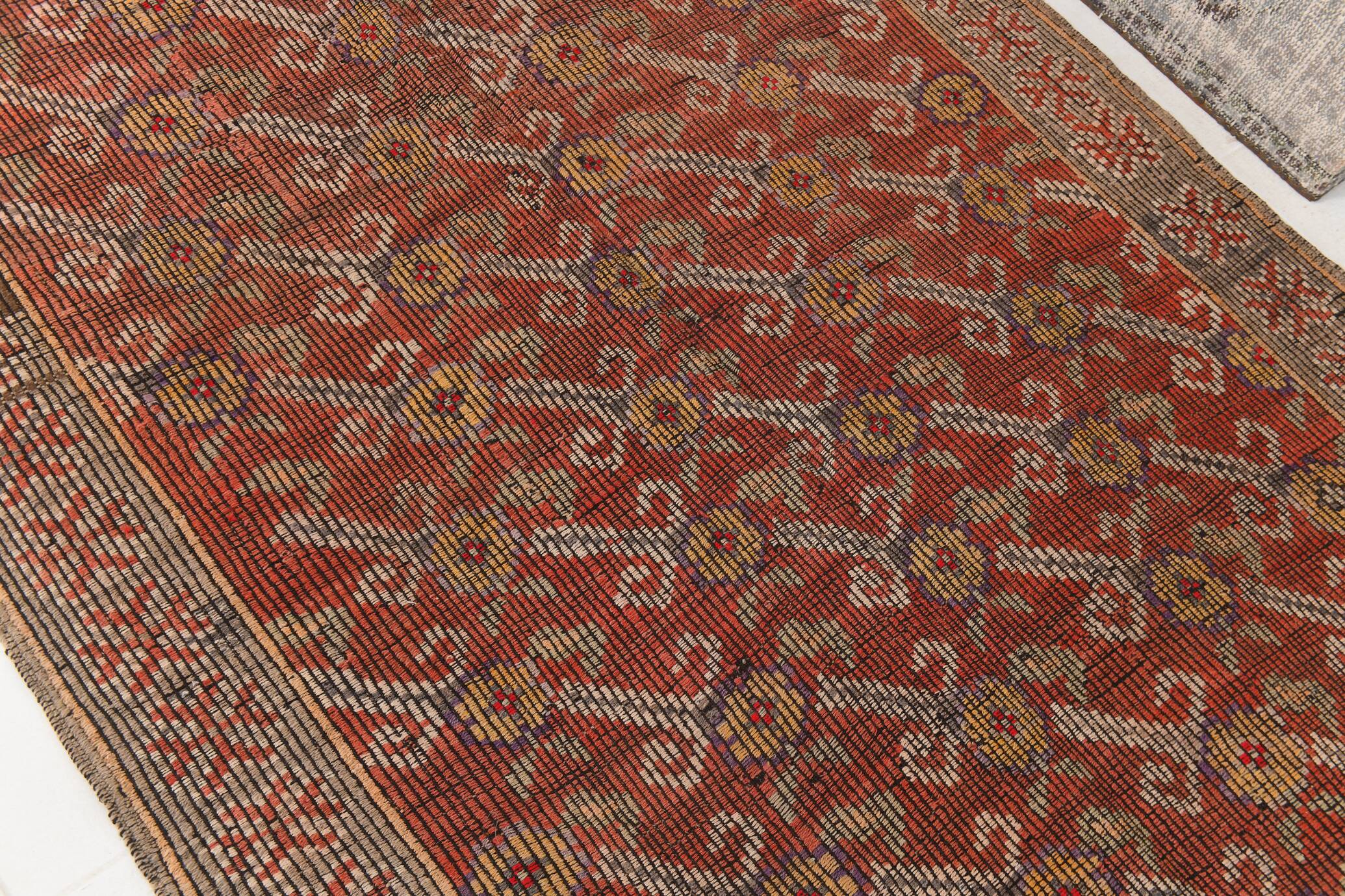 Rug For Living Room Red Turkish Kilim Rug, 151x336Cm