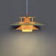 Vintage Danish metal pendant light in orange and yellow – 1970s