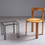 Minimalistic wireframe sidetable with glass top