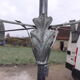 Metal and zinc weather vane, decor a l'attelage charette