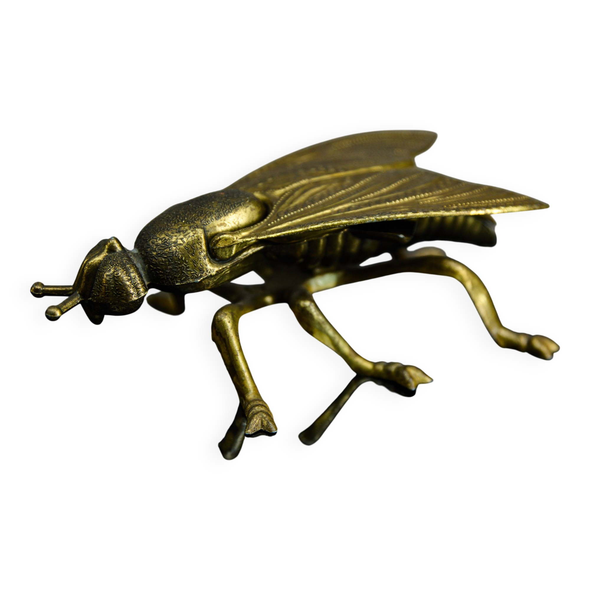 Sculptural ashtray in the shape of a giant fly in brass, Italy, circa 1950.