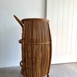 Vintage Bar Sports in bamboo and wicker bar cart, 1970s