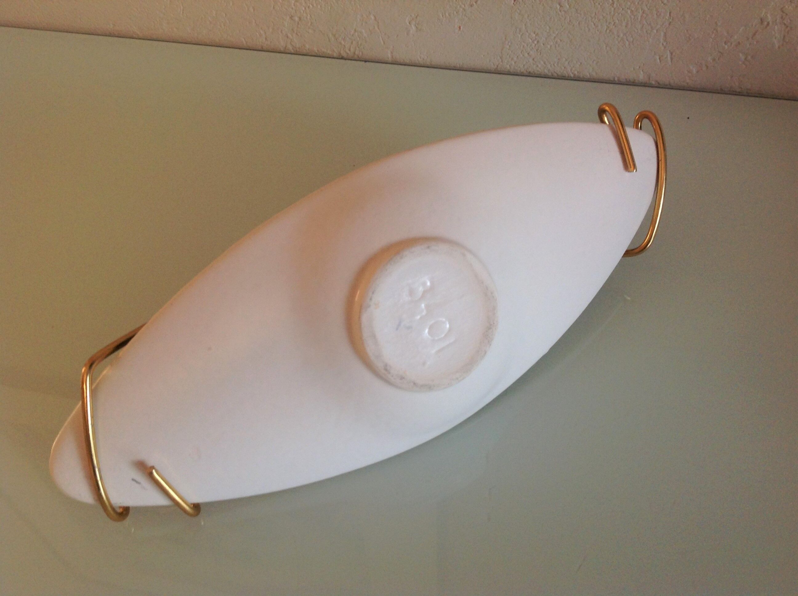 Empty pocket in gray and brown ceramic and golden handle / vintage 60s-70s