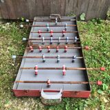 Old table football toy red metal + vintage wood players