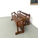 Pair of communal benches in solid oak, 1950s.