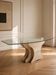 Large vintage dining table in beige stone and glass – 220 cm