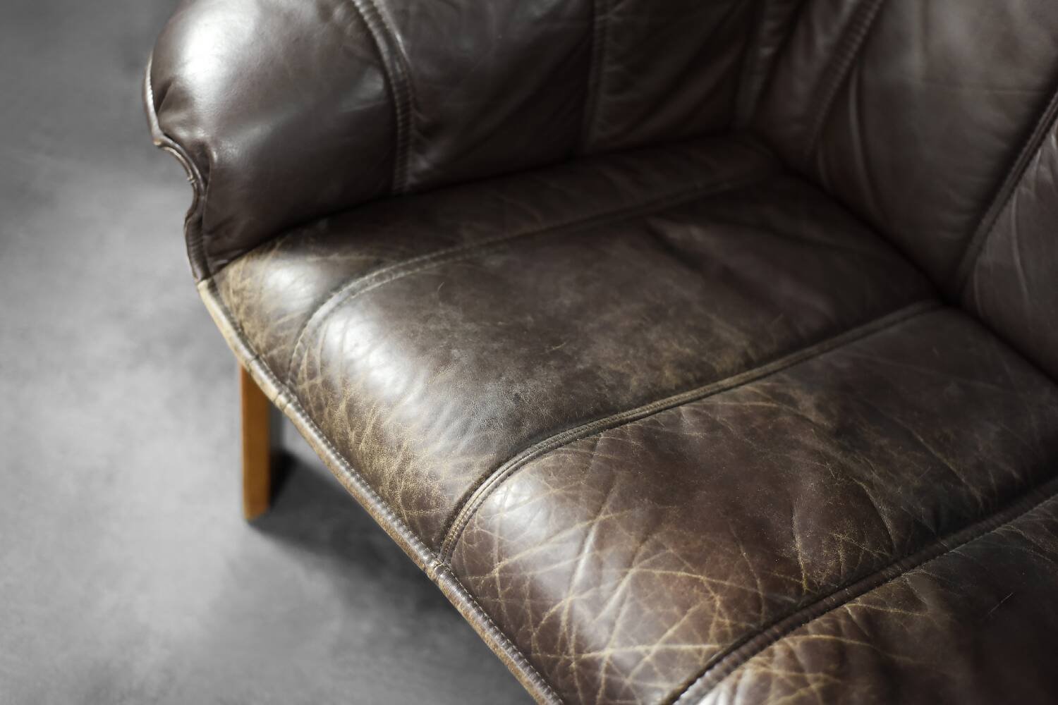 Vintage Mid-Century Modern Danish Brown Leather 3-Seater Sofa, 1970s