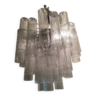 Murano Glass Sputnik Chandelier With "Corteccia" Tubes Italian Glass