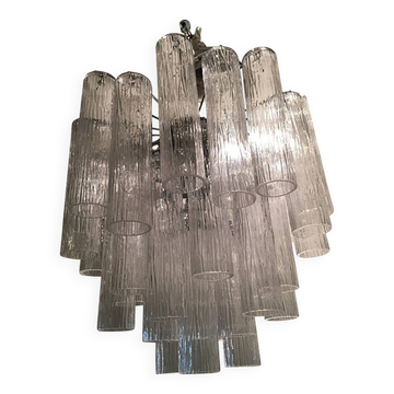 Murano Glass Sputnik Chandelier With "Corteccia" Tubes Italian Glass