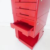 Vintage Italian Red Plastic Storage Trolley By Giovanni Pelis For Stile Neolt Italy
