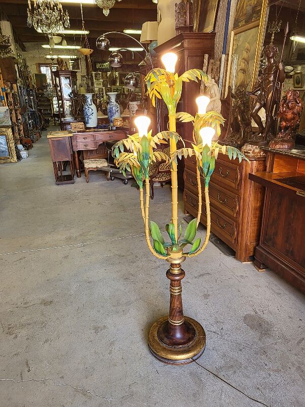 Metal and bamboo floor lamp of the 1960