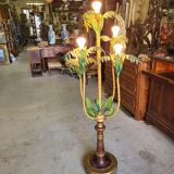 Metal and bamboo floor lamp of the 1960