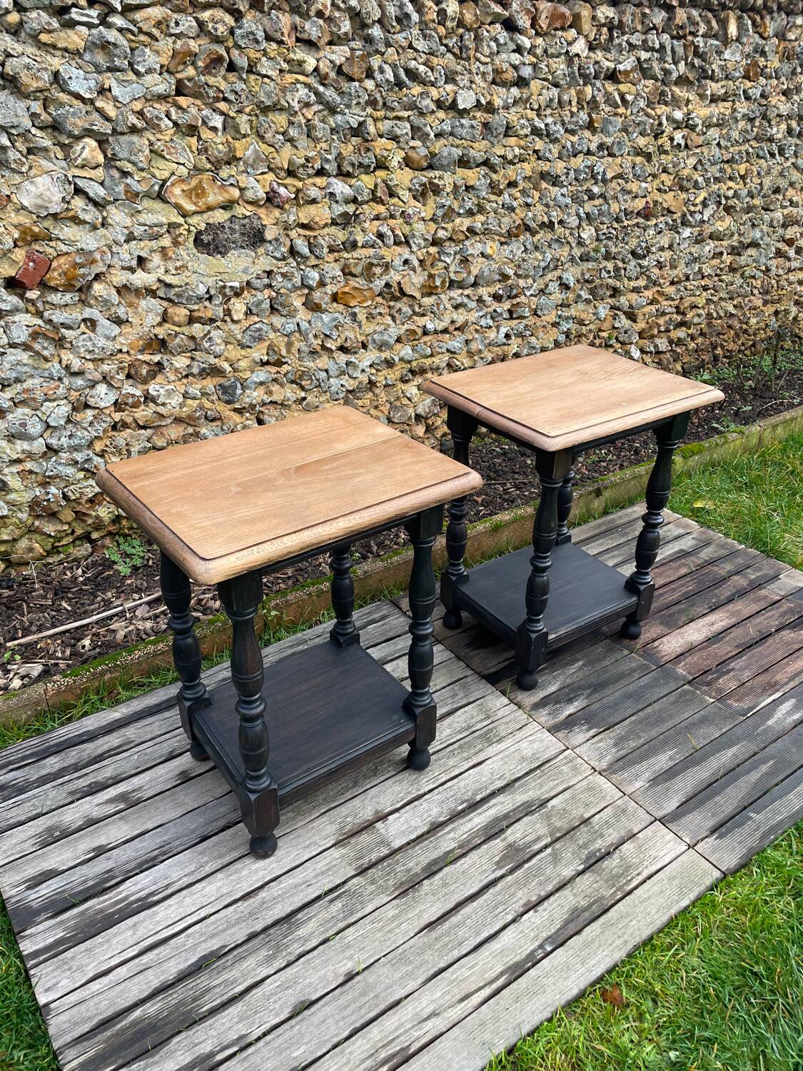 Pair of oak side tables