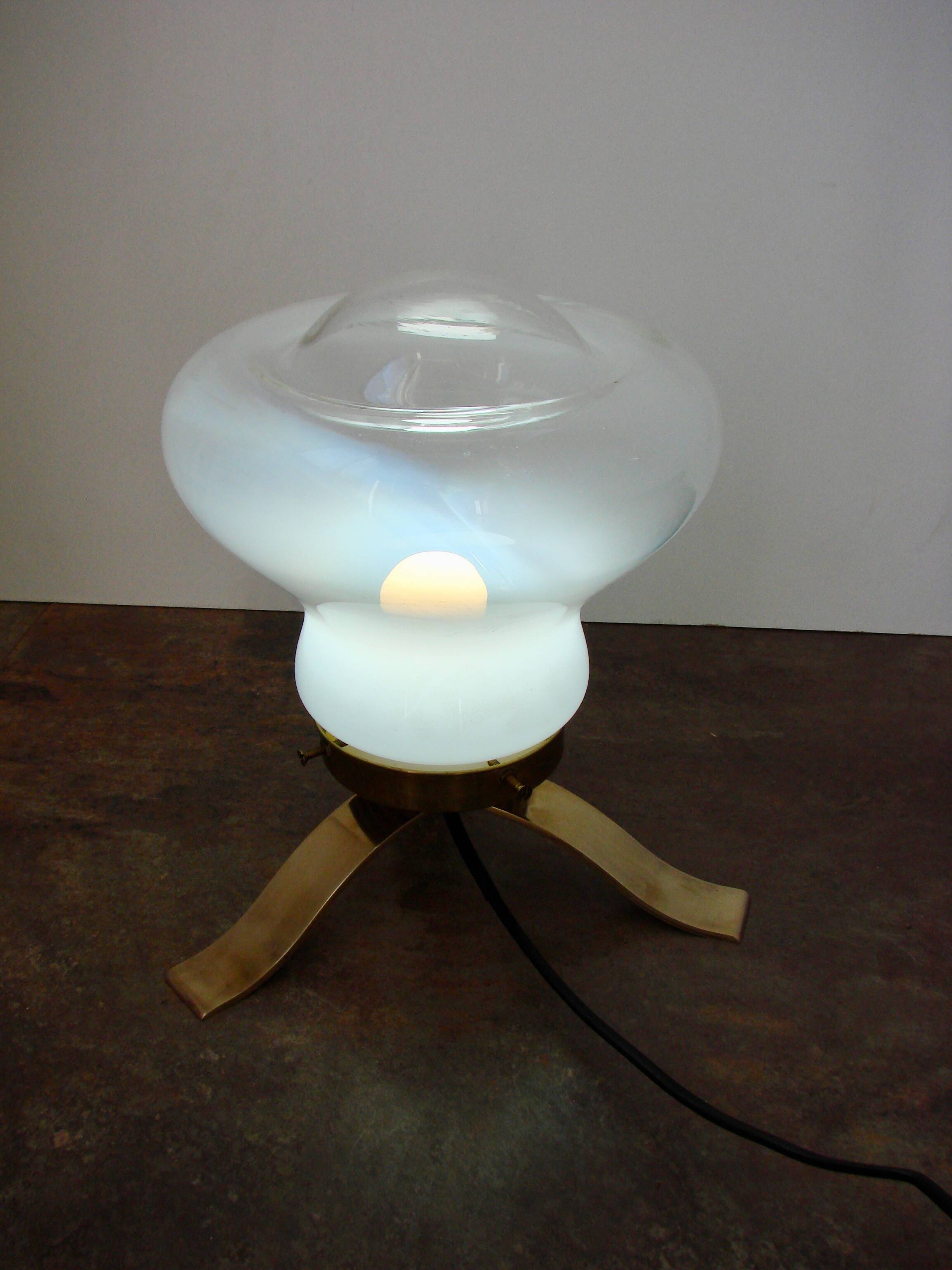 Mid-century table lamp from the 1970s, brass and glass, E27