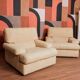 2 fauteuils minimalistes beige, 1970