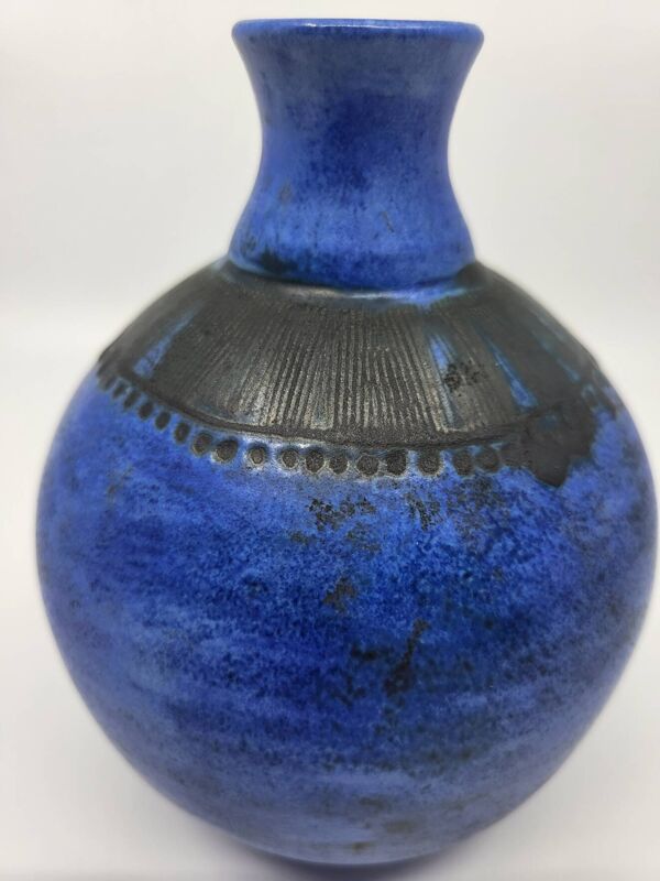Vase Jacques Blin en céramique bleue, France milieu XXème