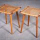 Teak Stools with Caning, 1960s, Set of 2