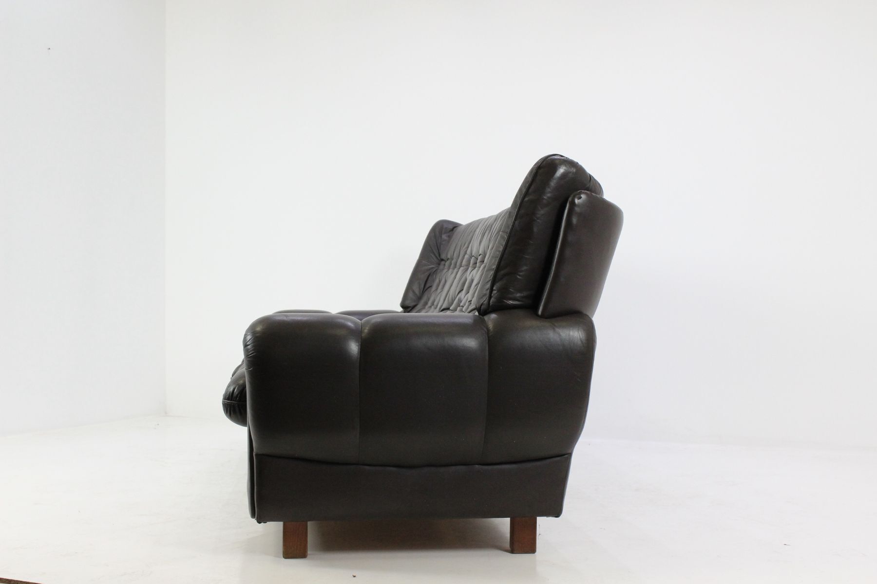 Republic Czech 1970 s leather brown sofa