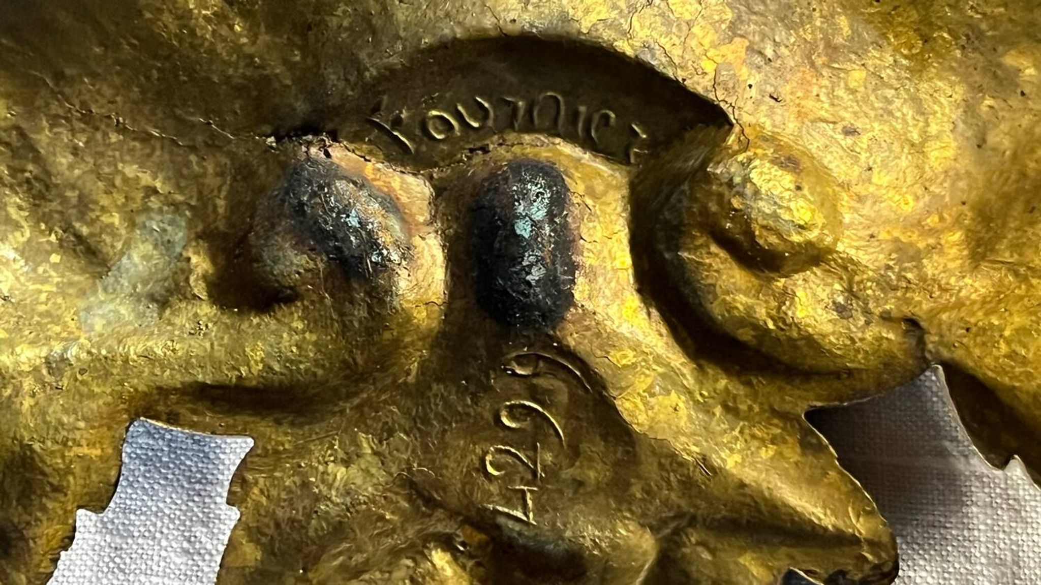 Bronze ornamental pediment signed Fournier