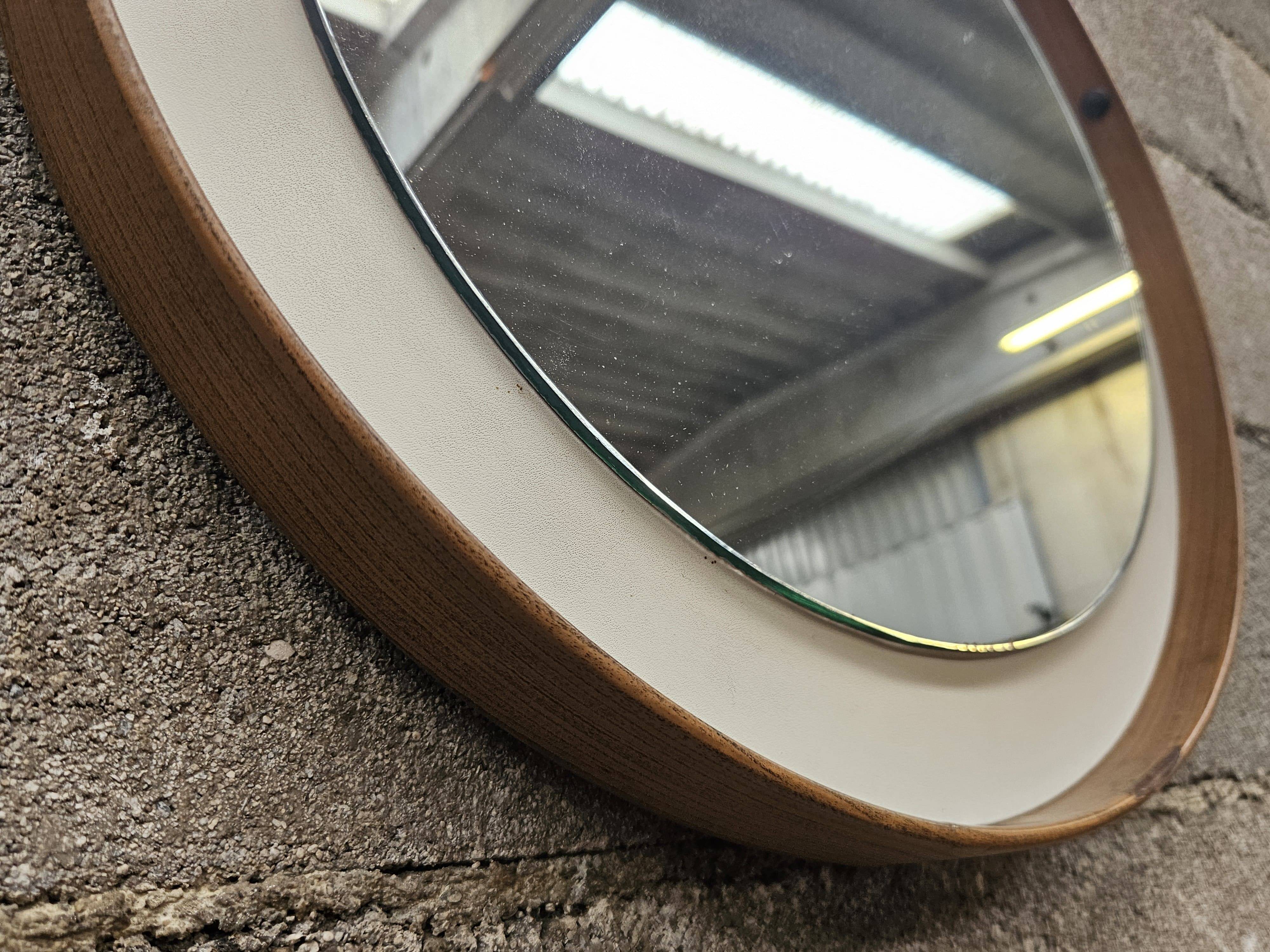 Vintage 1970s PVC and faux leather wall mirror