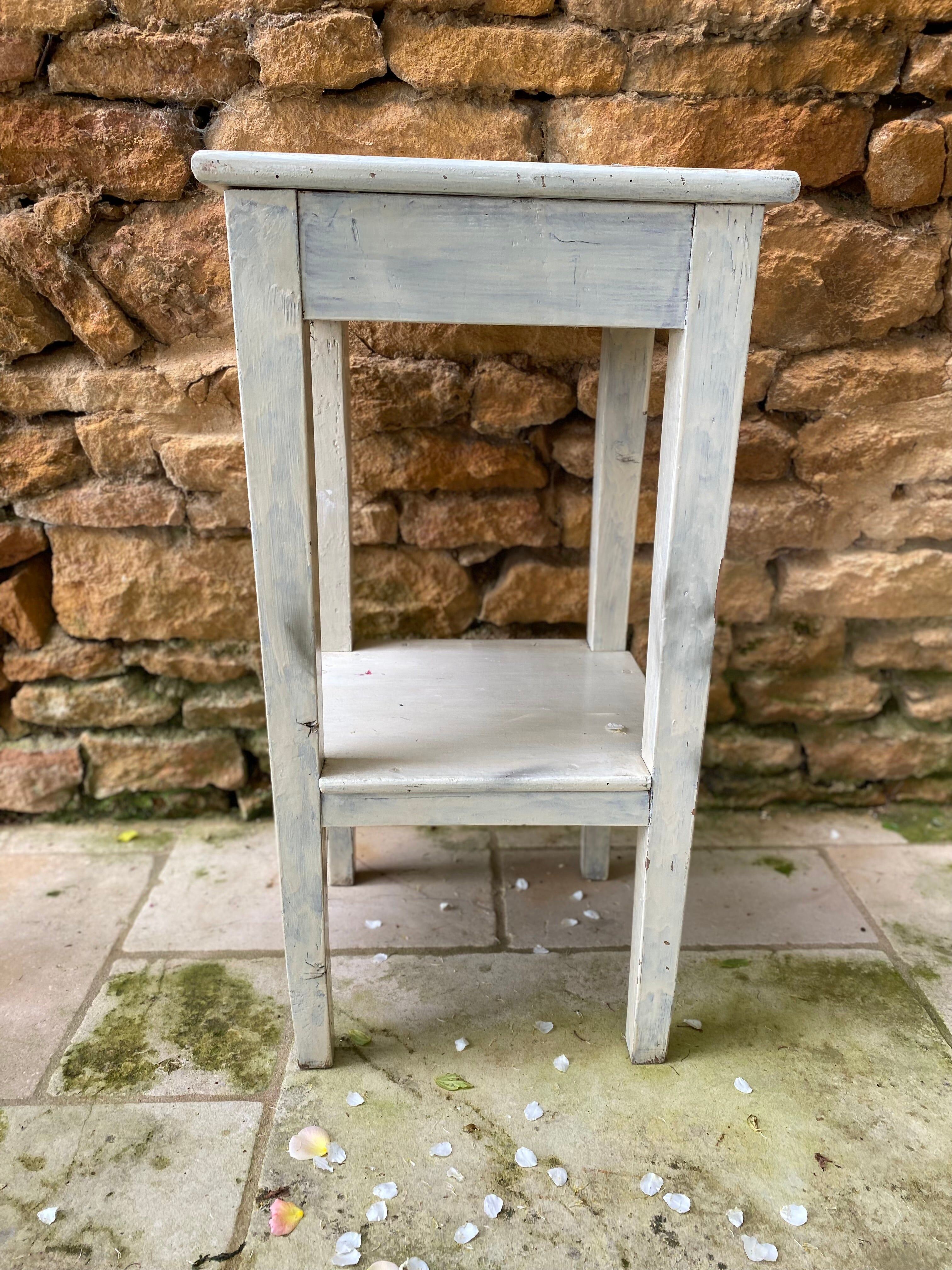 Antique patinated wooden side table