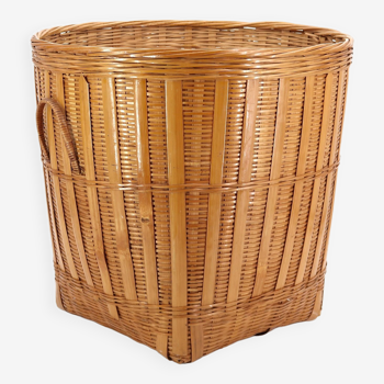 Wicker handle pot cover or laundry basket, 70s