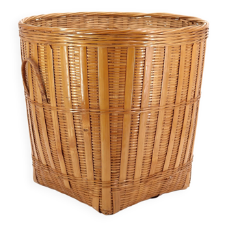 Wicker handle pot cover or laundry basket, 70s