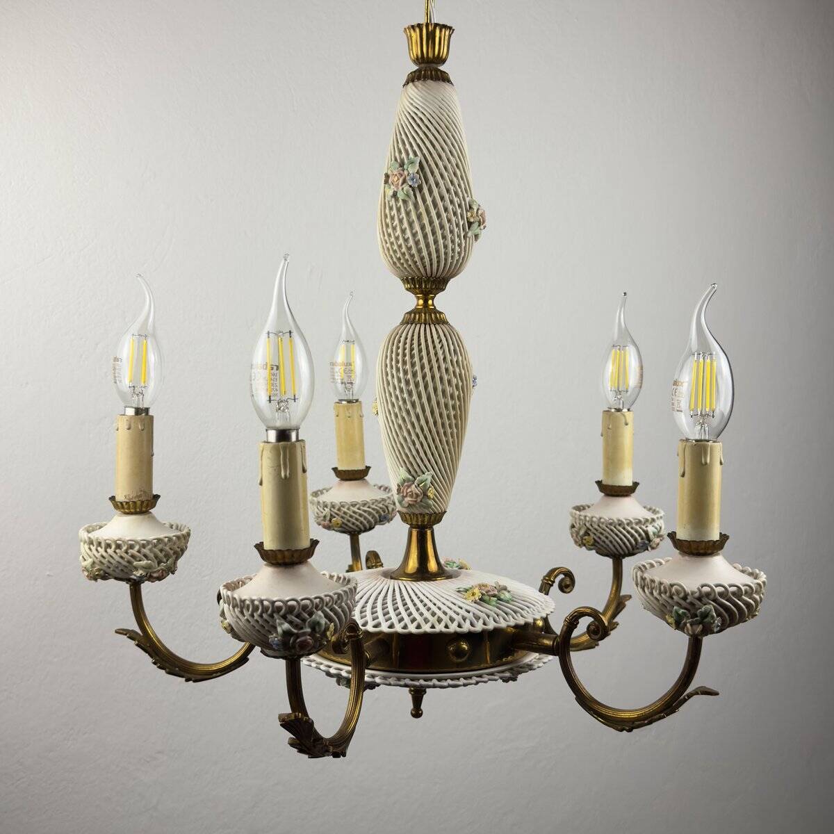 Capodimonte Art Nouveau Vintage Chandelier, 1930s