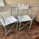 Pair of antique vintage camping metal chairs plianfer