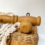 Vintage wooden wall coat rack 4 hooks