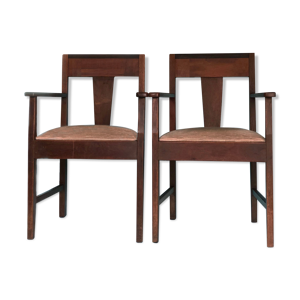 Fauteuils oak art déco Amsterdam school années 1920