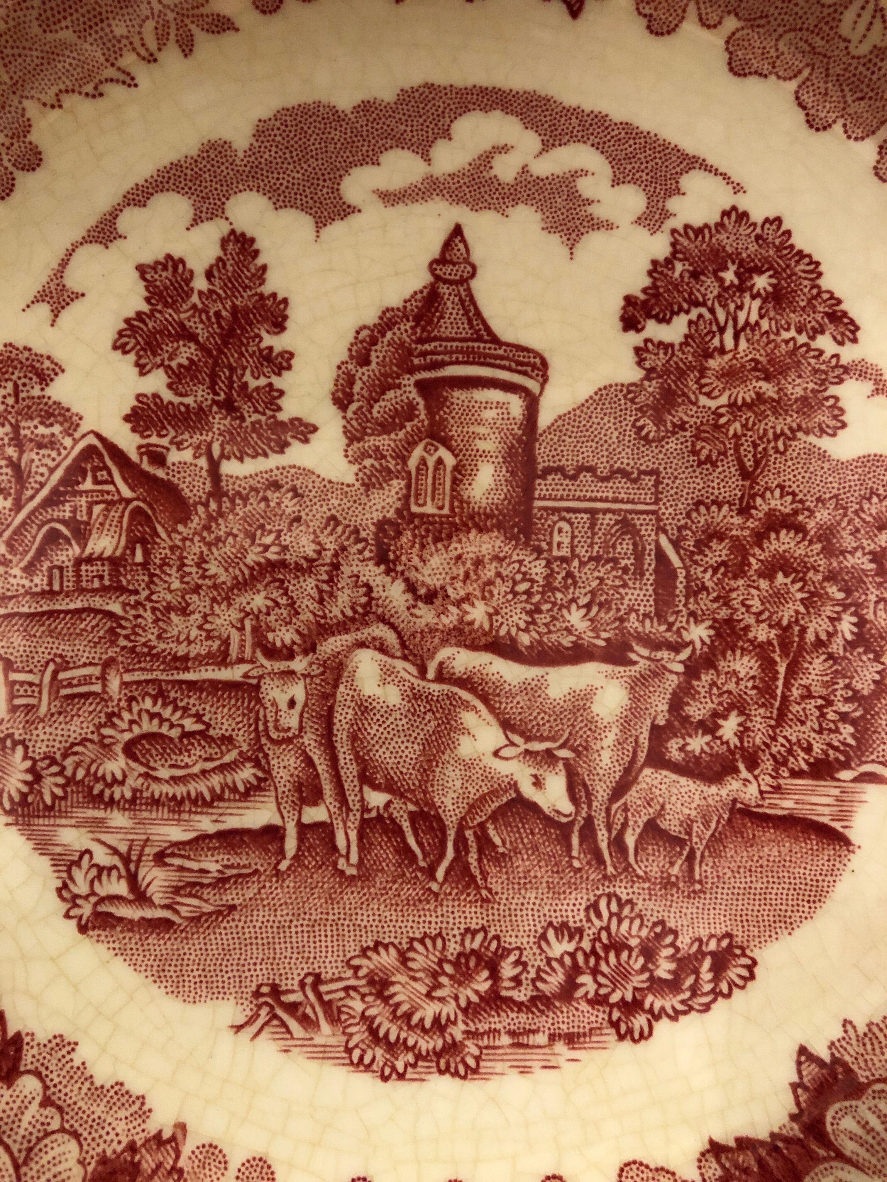 Series of 6 English porcelain dessert plates