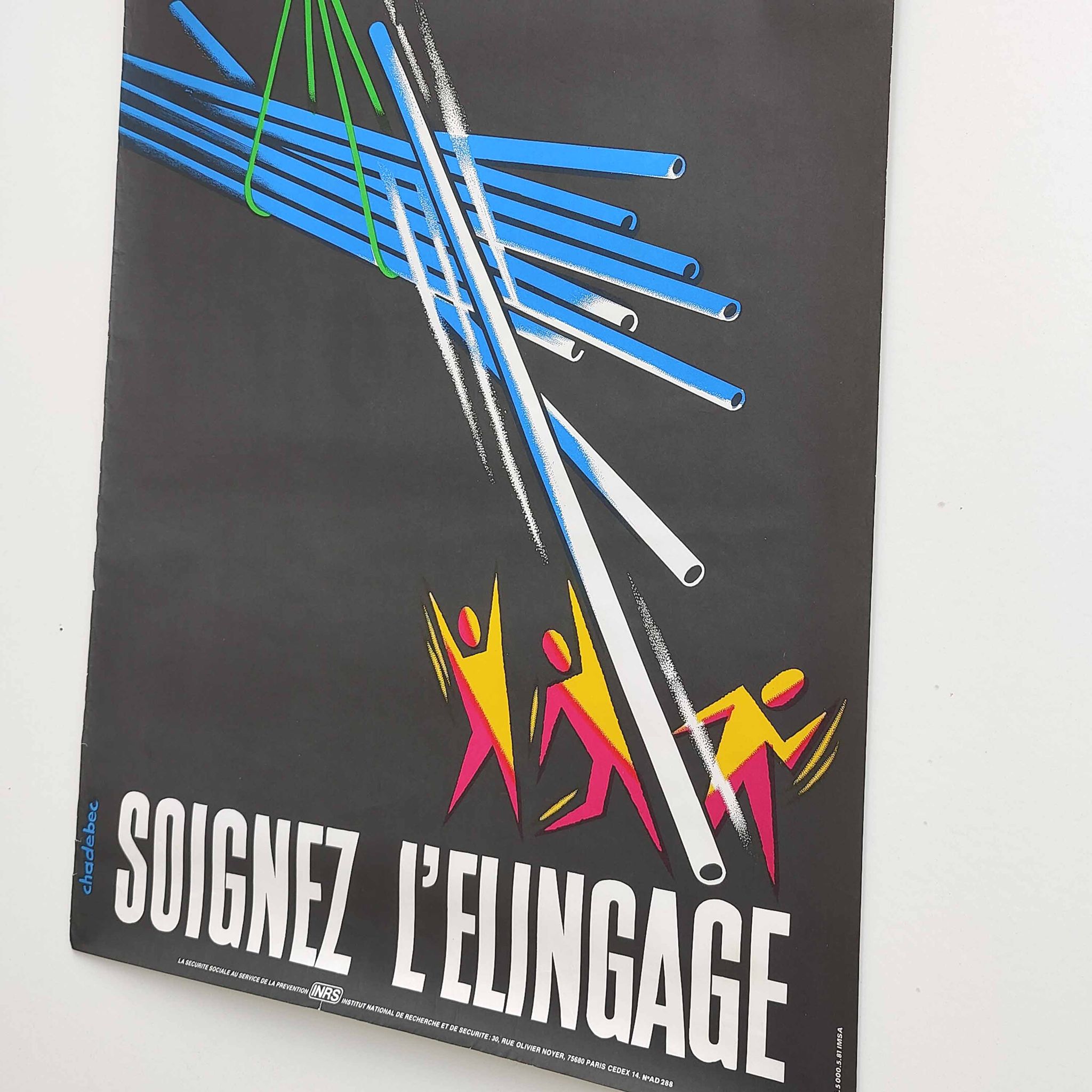 Vintage poster INRS 1981 graphics Chadebec