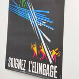 Vintage poster INRS 1981 graphics Chadebec