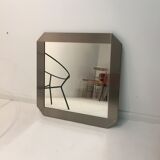 Square mirror in brushed steel