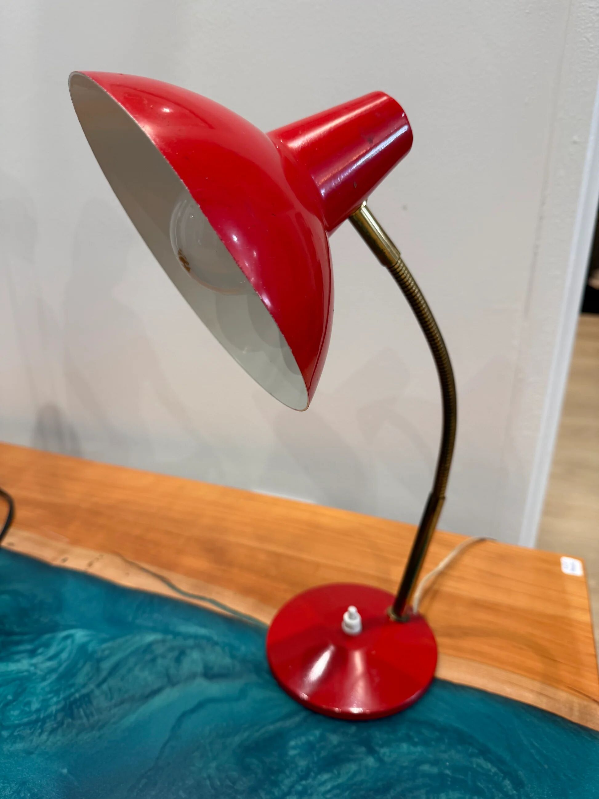Vintage Aluminor red desk lamp – 1970s design