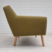 1970s, Danish 3-seater sofa, original very good condition, green furniture fabric, oak
