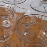 10 stemmed glasses "Cholet" art deco crystal year 1940