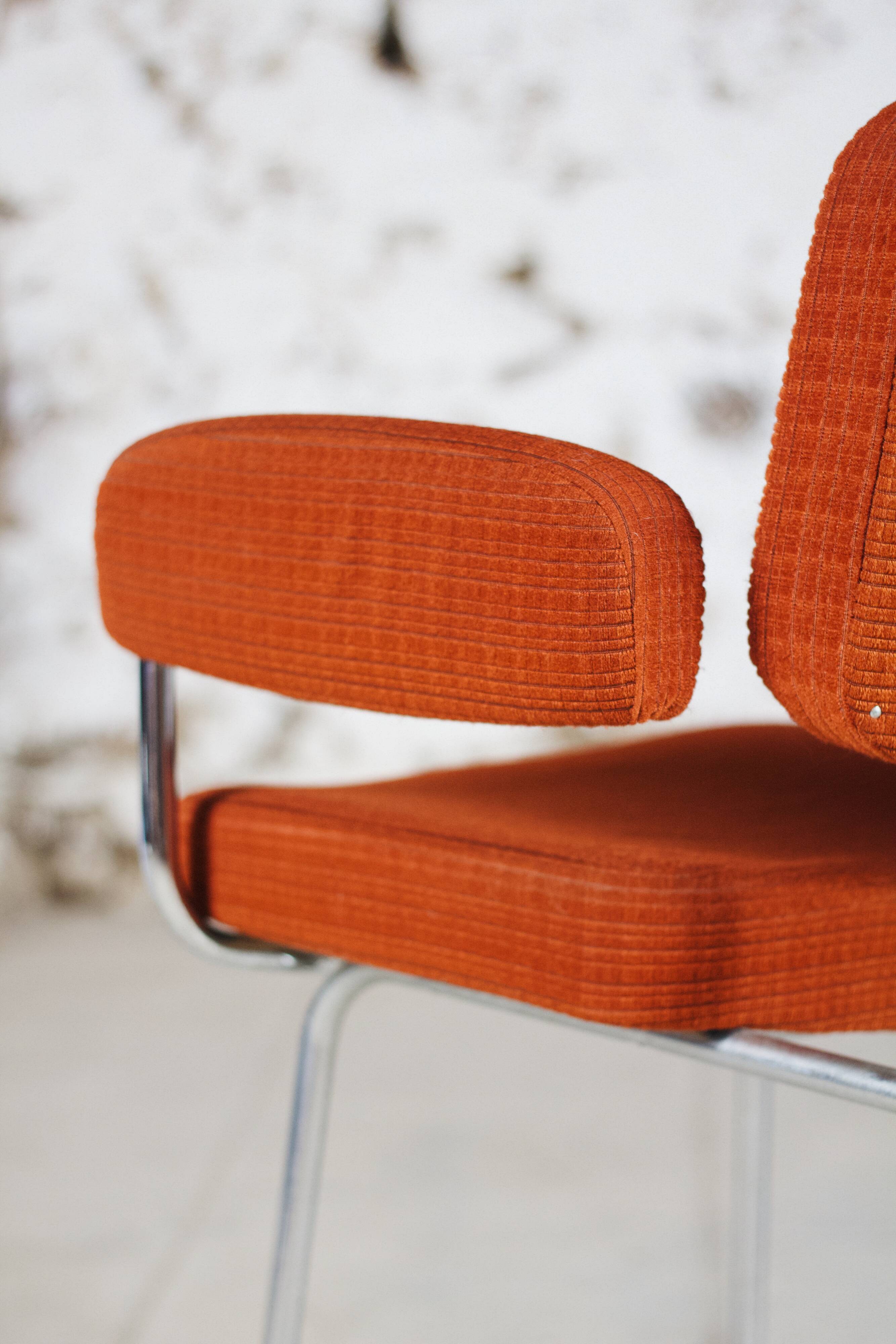 Vintage orange velvet armchair, 1970