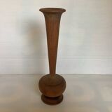 Old trumpet-shaped wooden vase