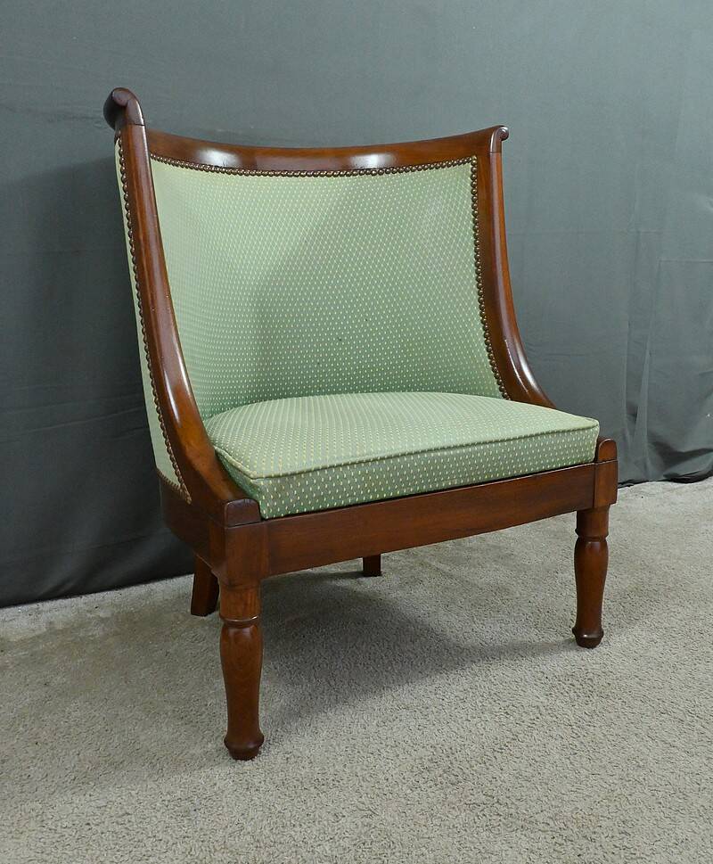 Mahogany Gondola Armchair, Empire Style – 19th Century