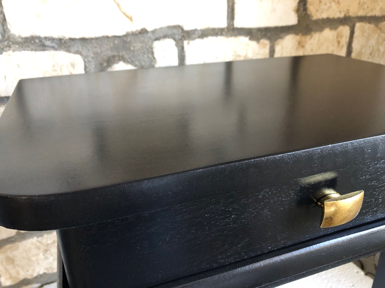 Vintage black and brass bedside table - 1950s style