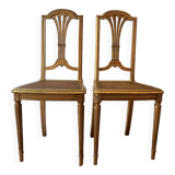 Pair of Louis XVI style fluted gilded chairs