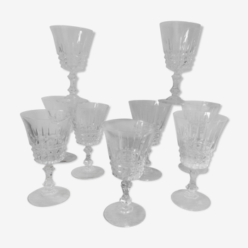 9 verres à vin et eau ancien en cristal